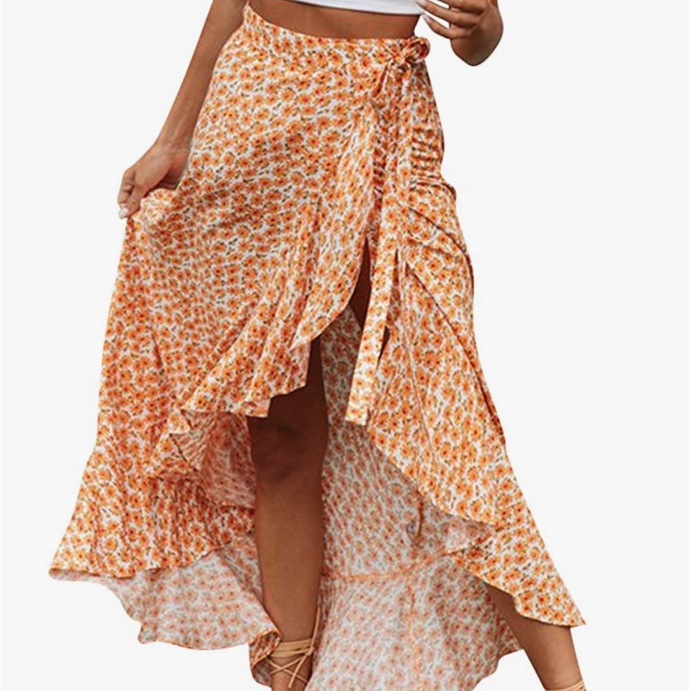 Orange wrap skirt